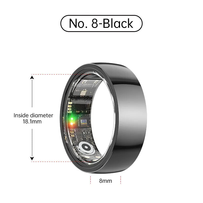 Tidesmit Smart Health Ring - Biometric Fitness Tracker with Sleep Monitor Ceramic Black No.8 Tidesmit