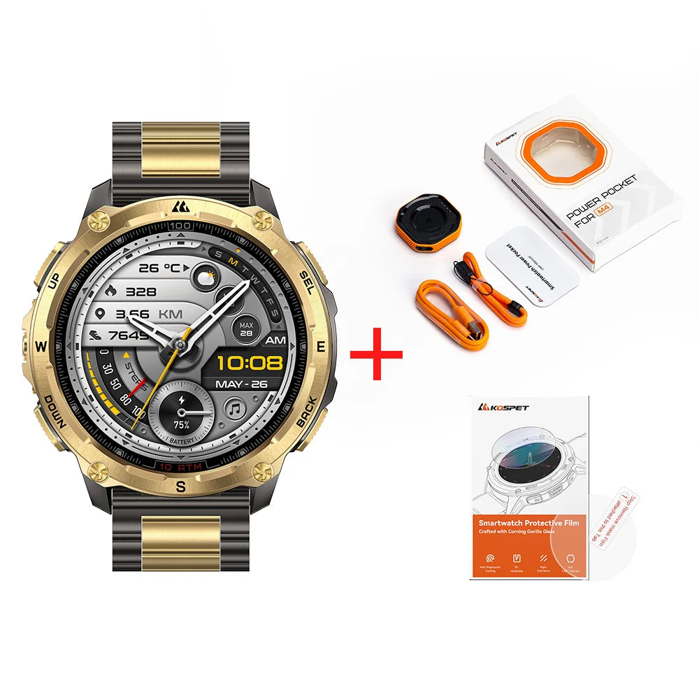 2026 New KOSPET Tank T4 SE Smart Watch for Men 6-Sat GPS Offline Maps 10ATM Waterproof Heart Rate Skiing Hiking for Android iOS