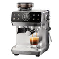 Cafelege stainless steel espresso machine with integrated grinder, digital display, and milk frothing steam wand.