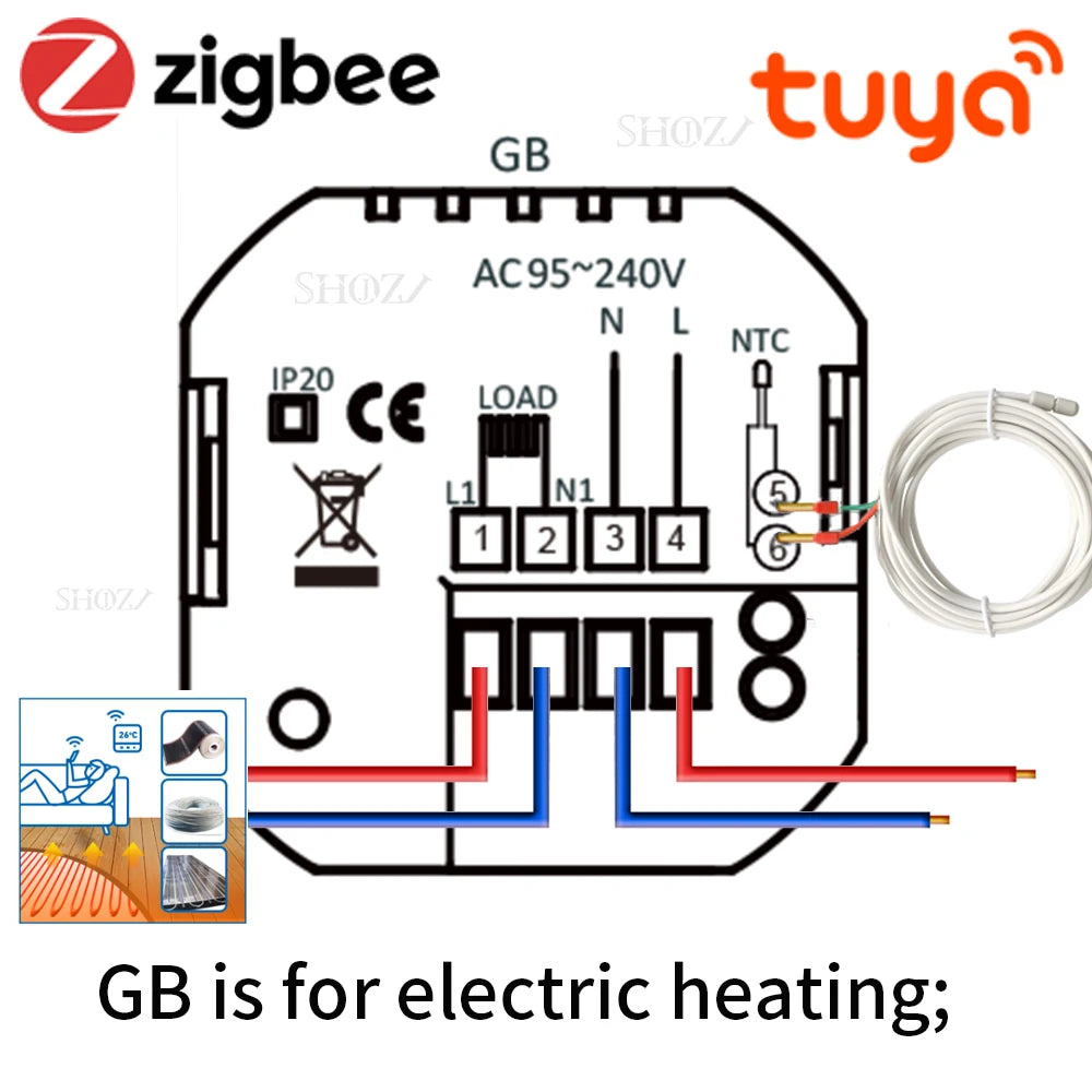 TUYA Smart Touch ZIGBEE&WIFI Thermostat LCD Screen Water Heating Electirc Floor Heating Water Gas Boiler Temperature Controller