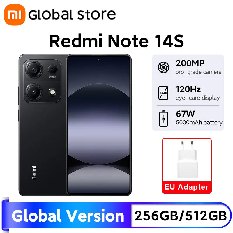 Global Version Xiaomi Redmi Note 14S Smartphone 200MP Camera 120Hz 6.67" AMOLED Display MTK Helio G99 67W Hyper Charge 5000mAh