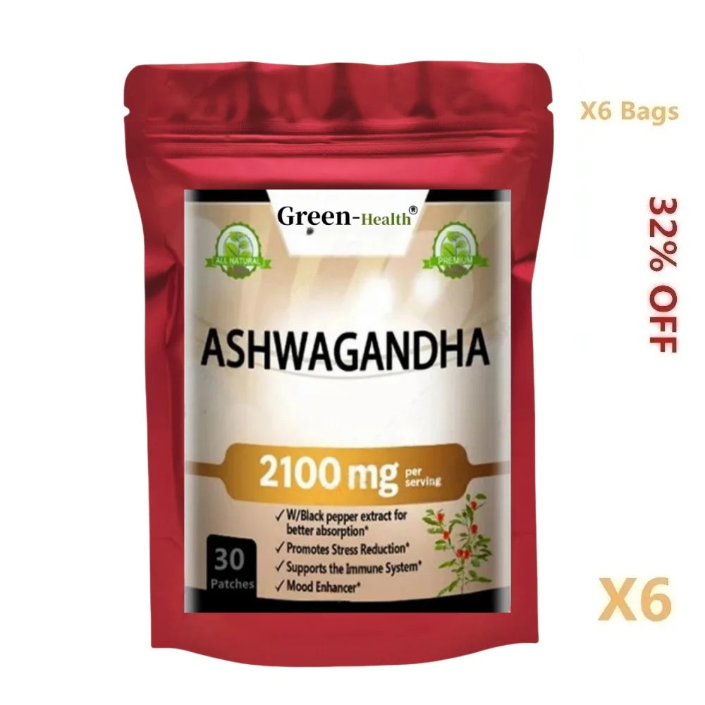 High quaityt Organic Ashwagandha 2100mg Patch - Stress Relief, Mood & Immune Support, Thyroid Aid free shipping