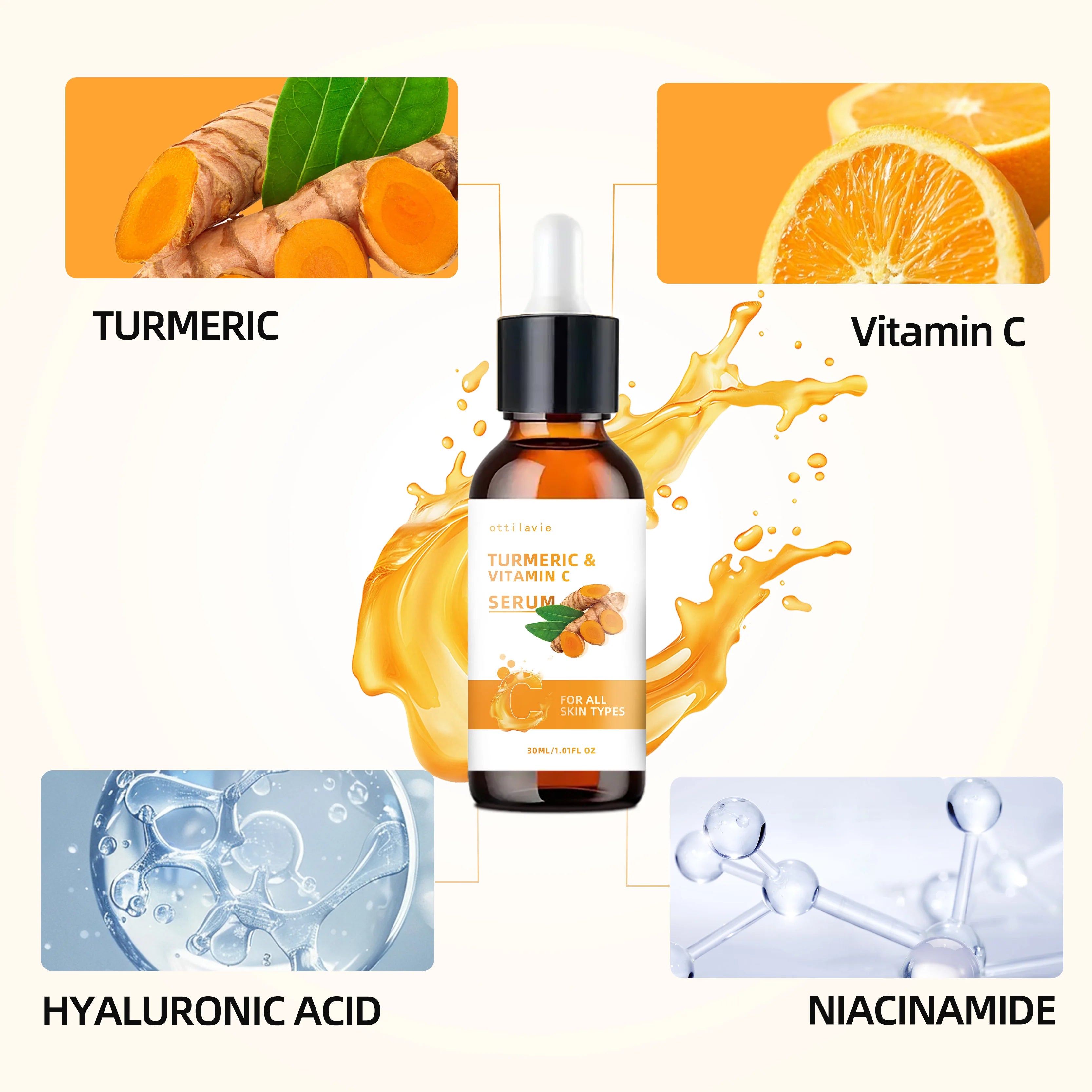 Turmeric & Vitamin C  Lifting Serum - For Face & Neck | Hydrating | Non-Greasy | For All Skin Types
