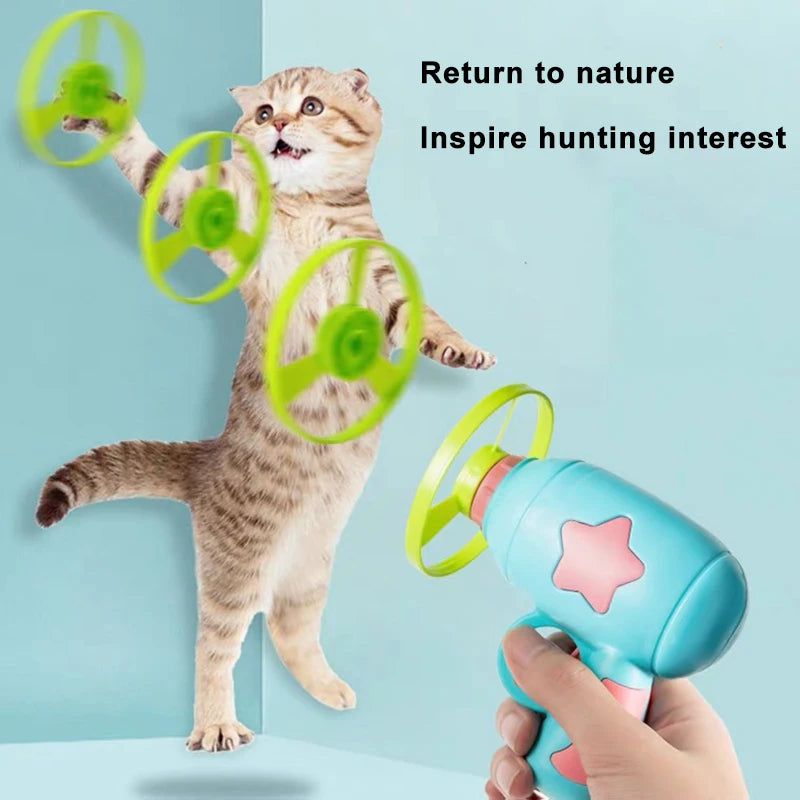 New Funny Cat Toy Interactive Play Pet Training Toy Mini Flying Disc Windmill Catapult Pet Toys Cat Dog Chewing Playing Supplies