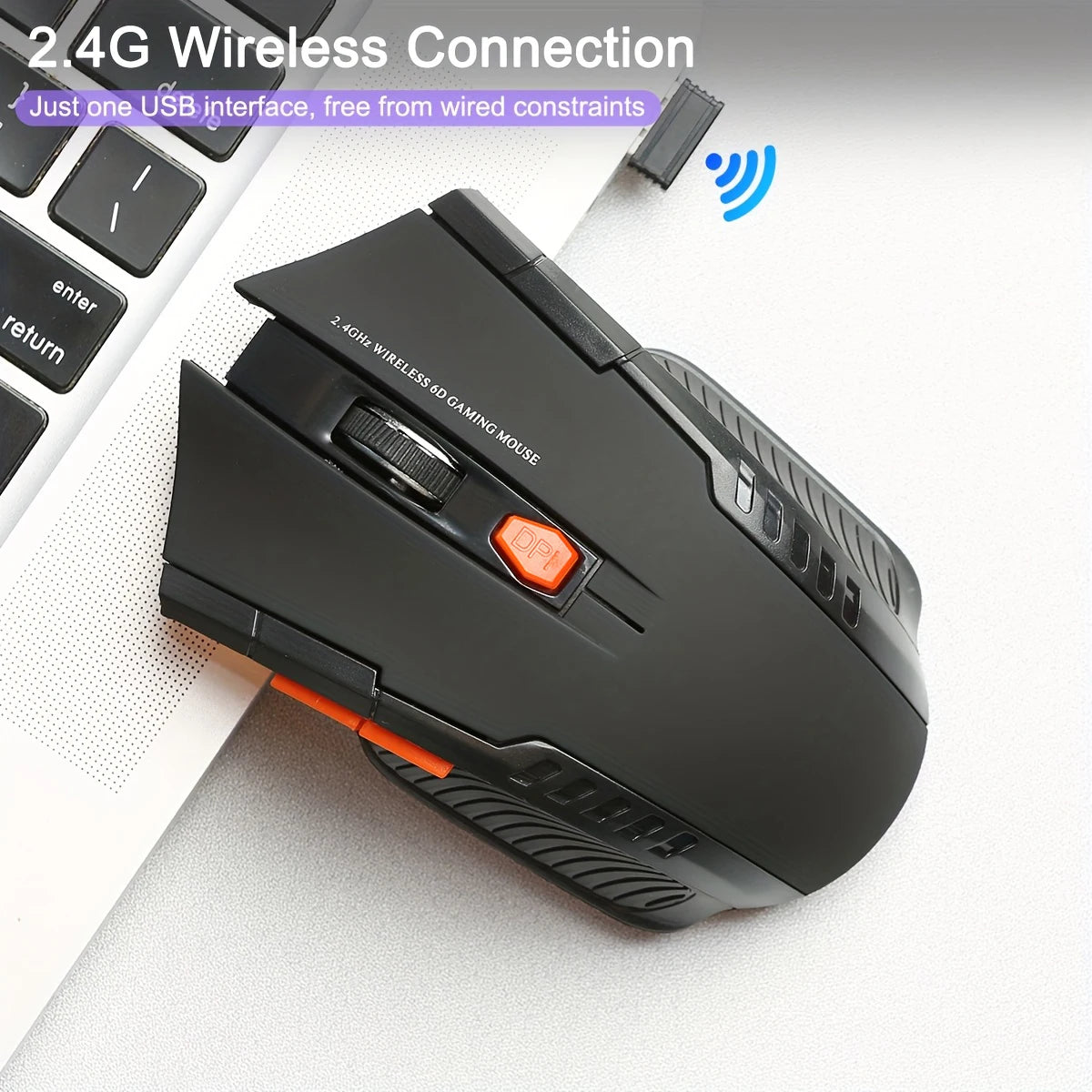 2.4G Wireless Mouse for Laptop Gamer Ergonomic Computer Mouse Wireless with USB Receiver 1600DPI 6 Buttons Portable Optical Mice
