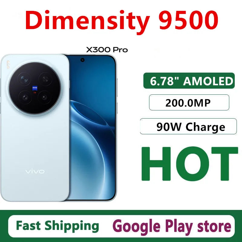 Original Vivo X300 Pro Mobile Phone 6.78" AMOLED 200.0MP 90W Charge Android 16.0 OTA 6510mAh Dimensity 9500 IP69 Waterproof