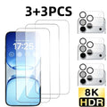 6-in-1 High Clear Screen Protector for iPhone 17 16 15 14 Pro Max 17 Air Camera Lens Glass for iPhone 13 12 11 Pro 16 15 14 Plus AE 3Glass 3Lens High Definition Tidesmit