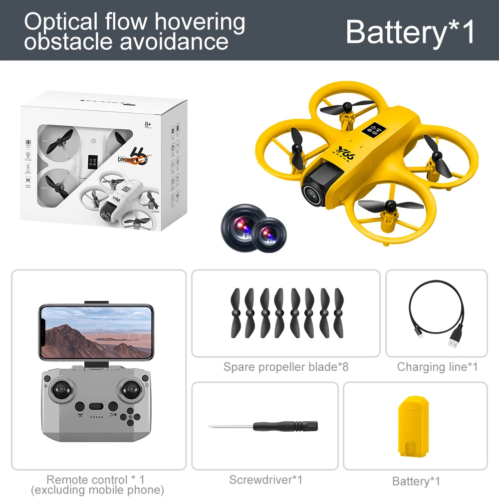 4K Camera Drone: Foldable Wide Angle WiFi Quadcopter for Beginners Yellow Tidesmit