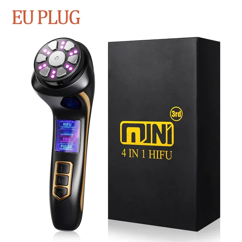 4-in-1 Mini HIFU Facial Massager with EMS and Ultrasound Technology Massage Cushion 3nd HIFU EU Plug Tidesmit