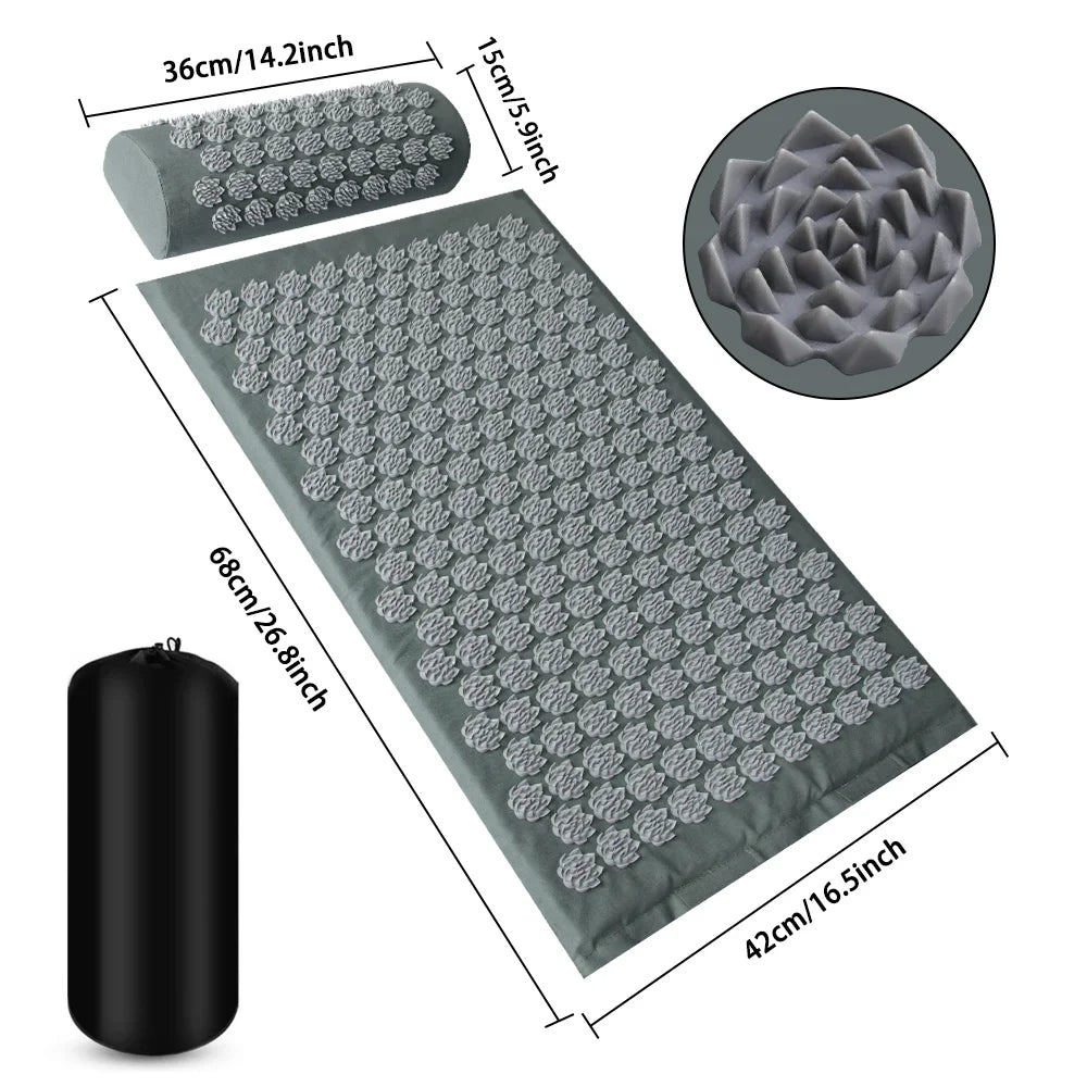 Acupressure Massage Mat for Back and Neck Pain Relief - Tidesmit Back Massage Instrument Tidesmit