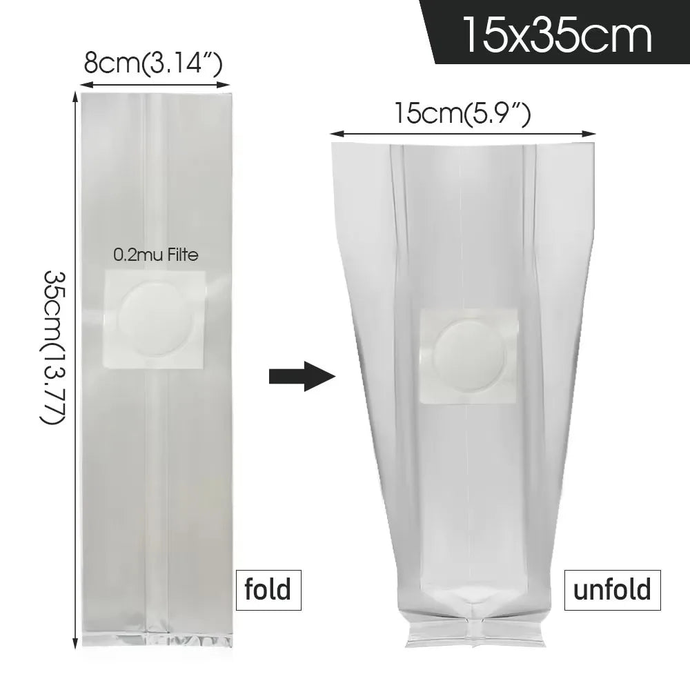 Clear filter bag for mushroom grow kits, ideal for cultivating adaptogen varieties like lion's mane, chaga, or reishi.