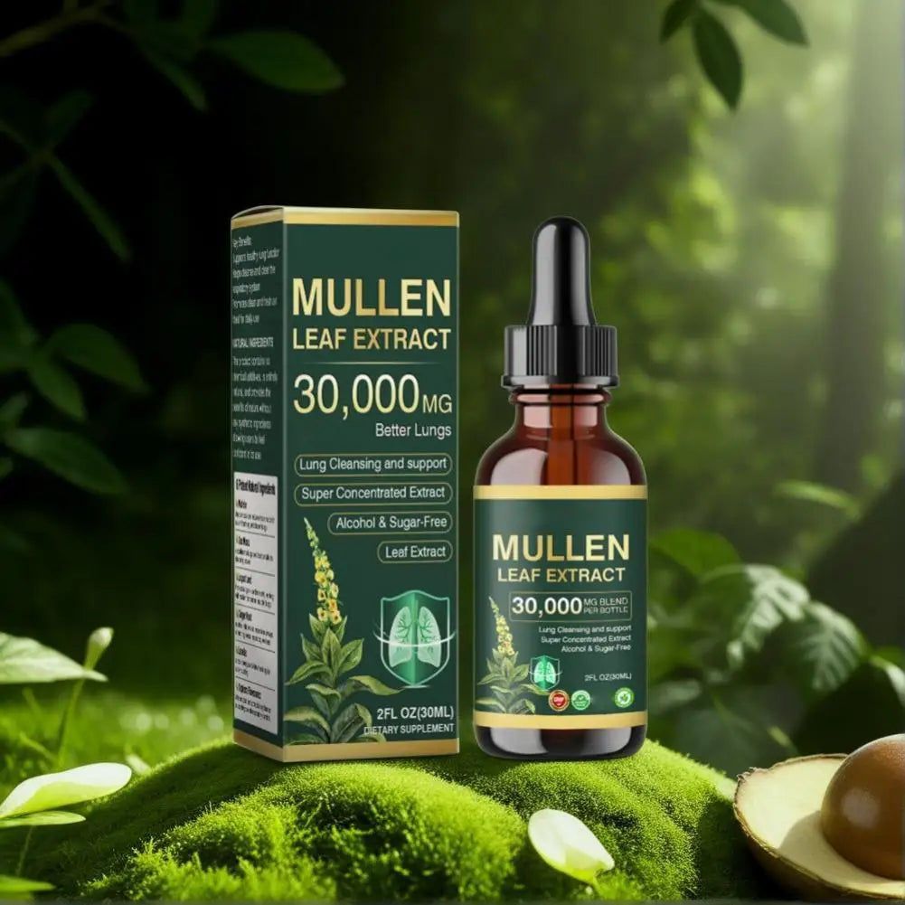 Fast Absorption Lung Clean Drops Natural Mullein Leaf Extract 30000mg Daily Respiratory Care Drops