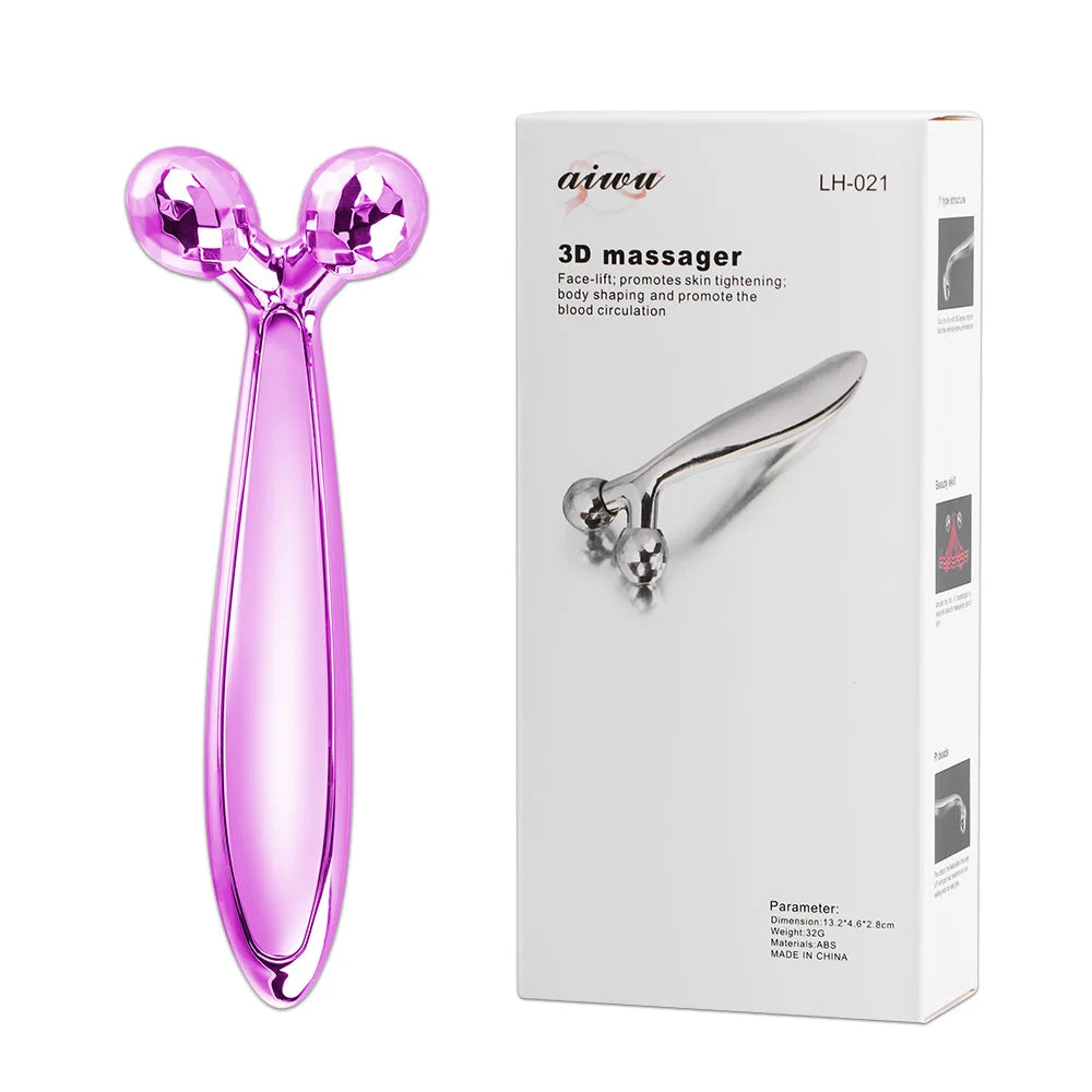 3D Face Roller Massager for Skin Lifting and V-Shape Face Contouring Body Shaping Massage Equipment Purple Tidesmit