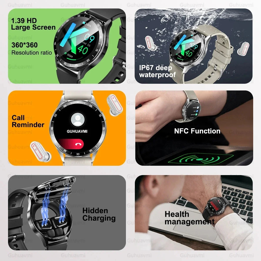 New X10 Headset Smart Watch TWS 2 in 1 Wireless Bluetooth Earphone Blood Pressure Heart Rate Testing Sport Music Smartwatch