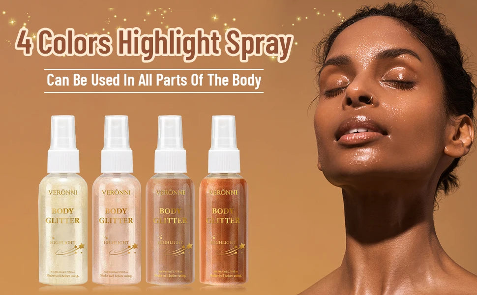 Tidesmit liquid body highlighting shimmer oil texture close-up showing radiant glow makeup glitter spray formula