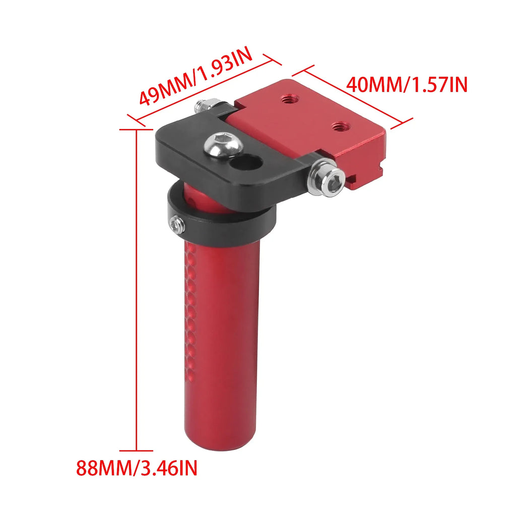 Red adjustable hinge dog clamp, 88mm height; 49mm x 40mm size shown