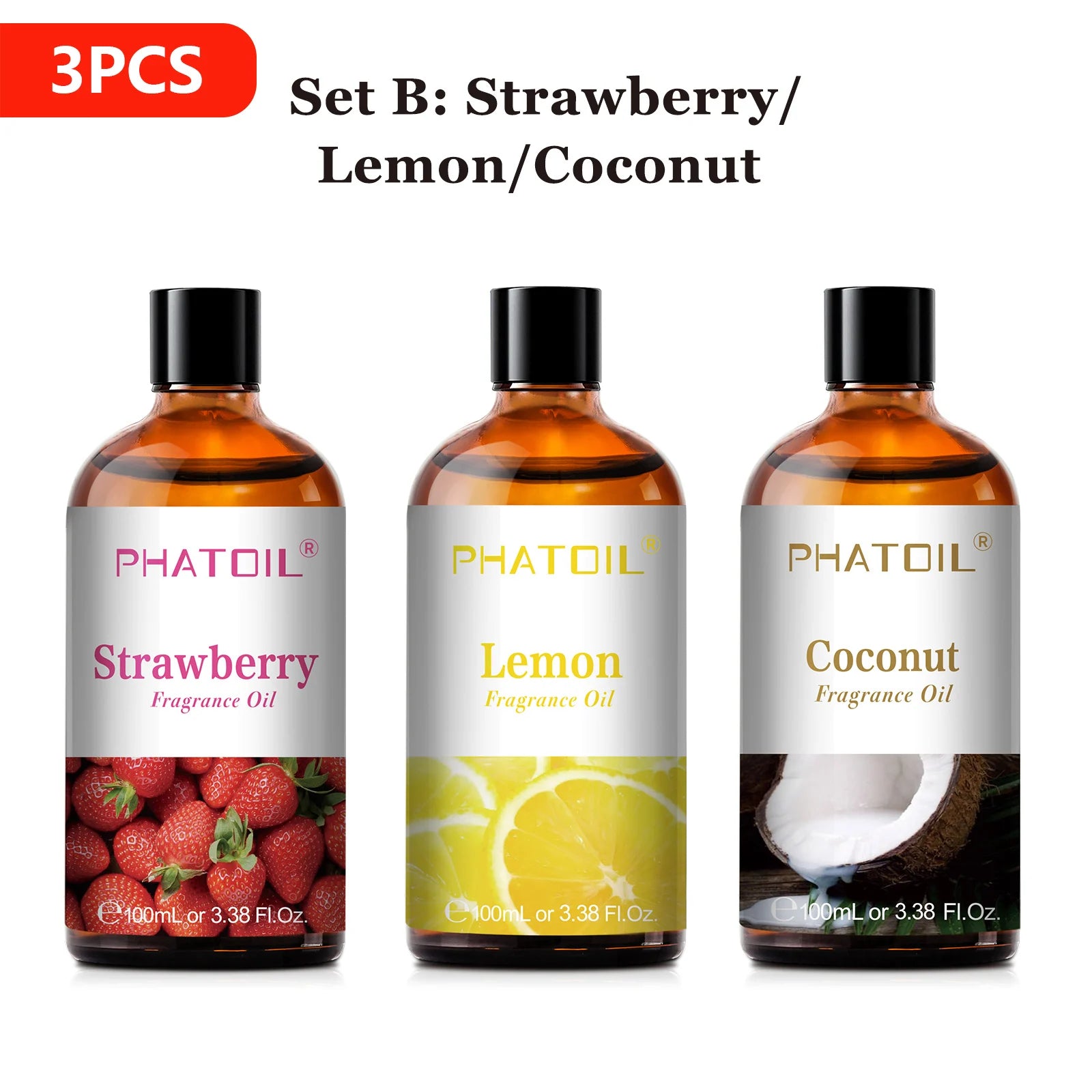 PHATOIL 100ml Fragrance Oil Cherry Coconut & Vanilla Mango Watermelon Strawberry Aromatherapy Oils For Diffuser Candle Making