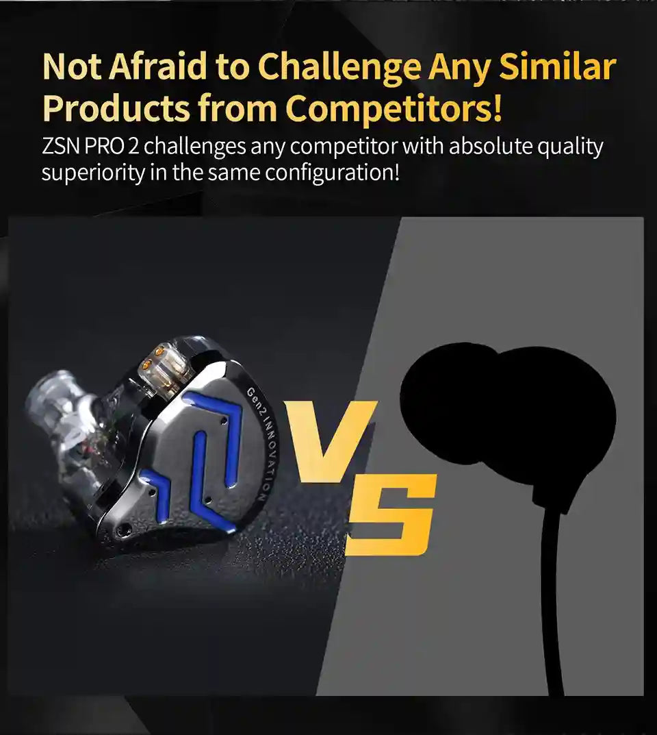 KZ ZSN Pro 2 In-Ear Monitors: Hybrid Dual Driver HiFi Audio Tidesmit