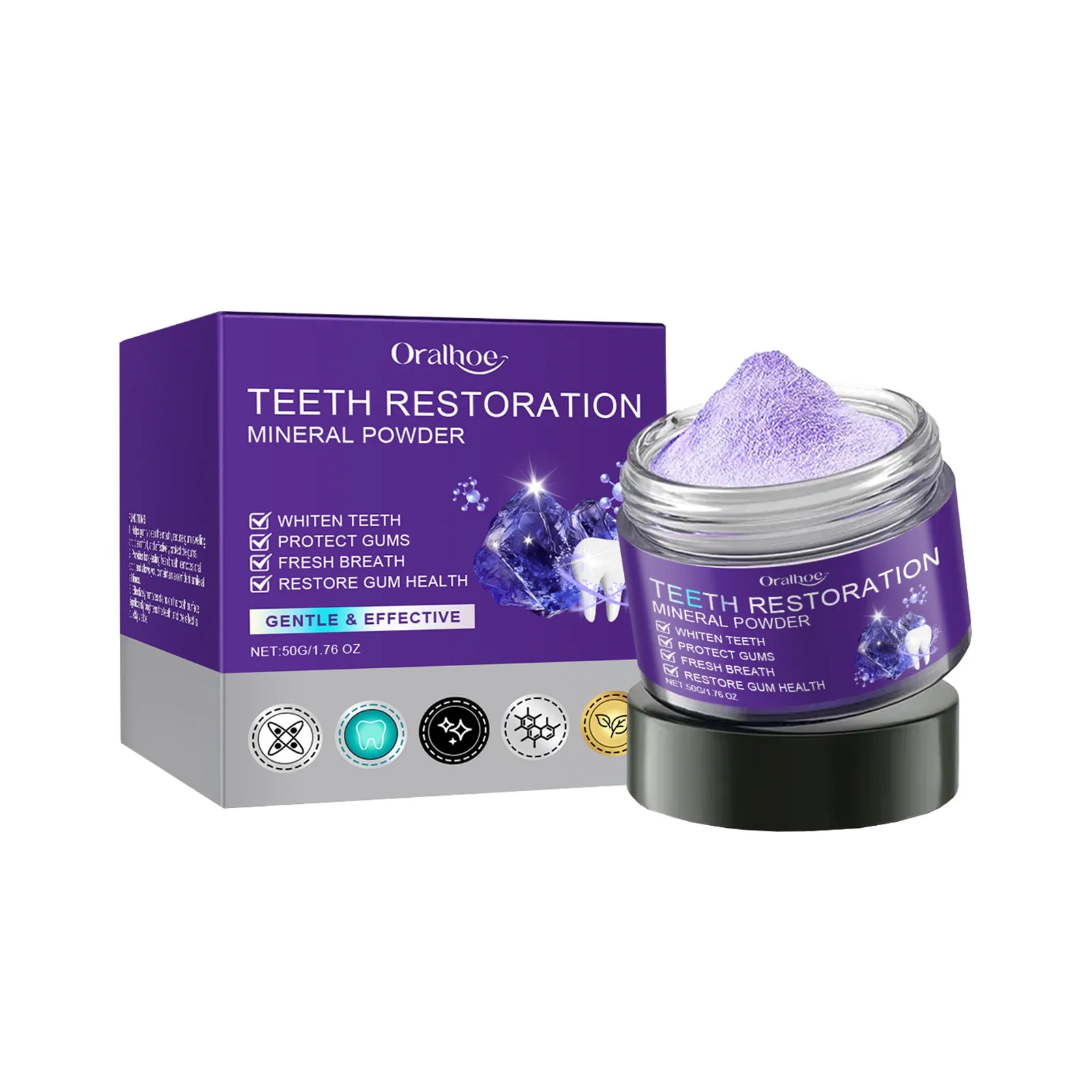 Tidesmit teeth restoration mineral powder for professional stain removal and fresh breath whitening treatment