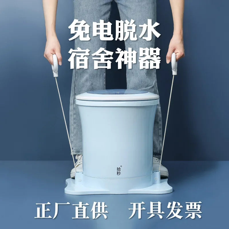 Tidesmit manual shoe washing machine side view showing hand-crank mechanism for dorm room laundry without electricity