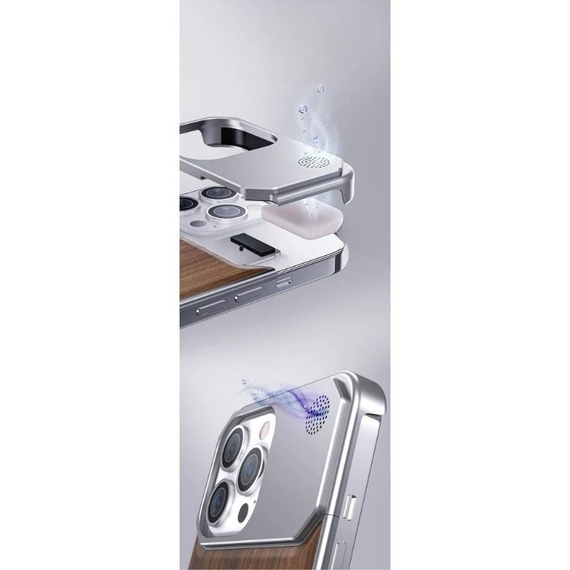iPhone 16 Pro Max Magnetic Wood Case with Aluminum Frame | Tidesmit Tidesmit