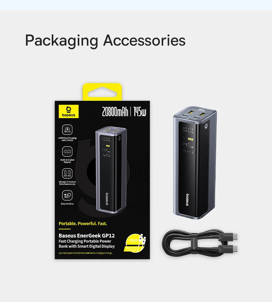 145W Fast Charging Power Bank 20800mAh Portable Laptop Charger Tidesmit
