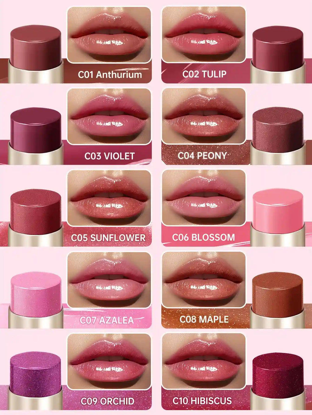Moisturizing Tinted Lip Balm - Hydrating Lip Care with 6 Vibrant Shades Lip Care Tidesmit