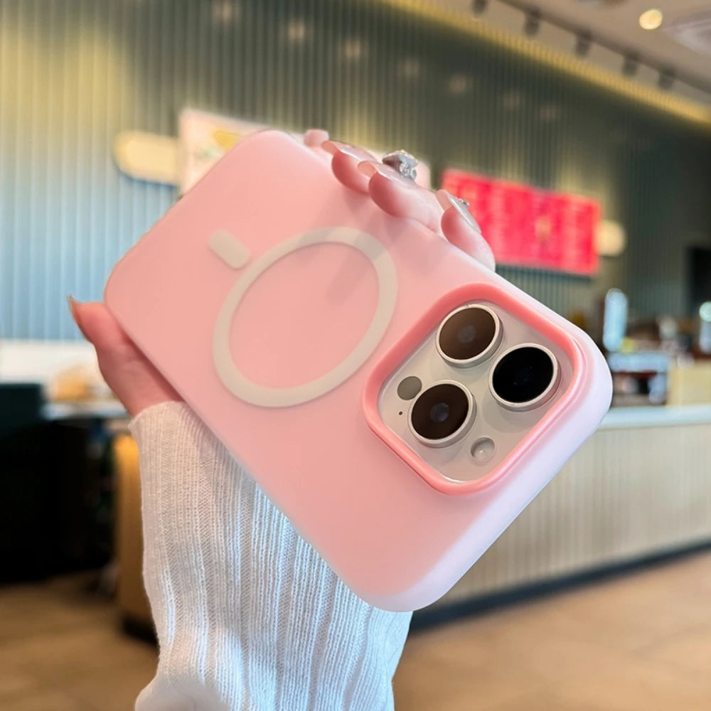 Magnetic Wireless Charging Phone Case for iPhone 16 - Slim Shock-Absorbing Cover Dark Pink Tidesmit