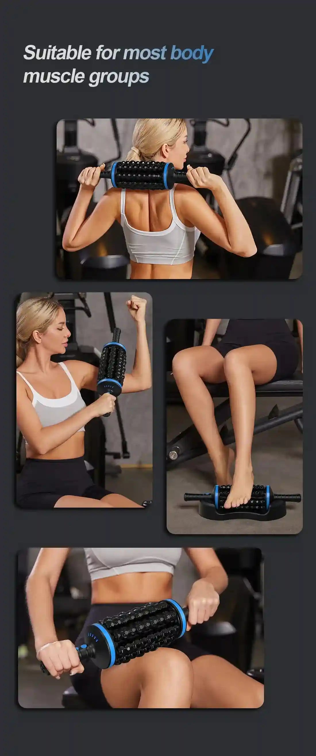 Tidesmit Electric Massage Roller | Deep Tissue Muscle Recovery | Black Massage Roller Tidesmit