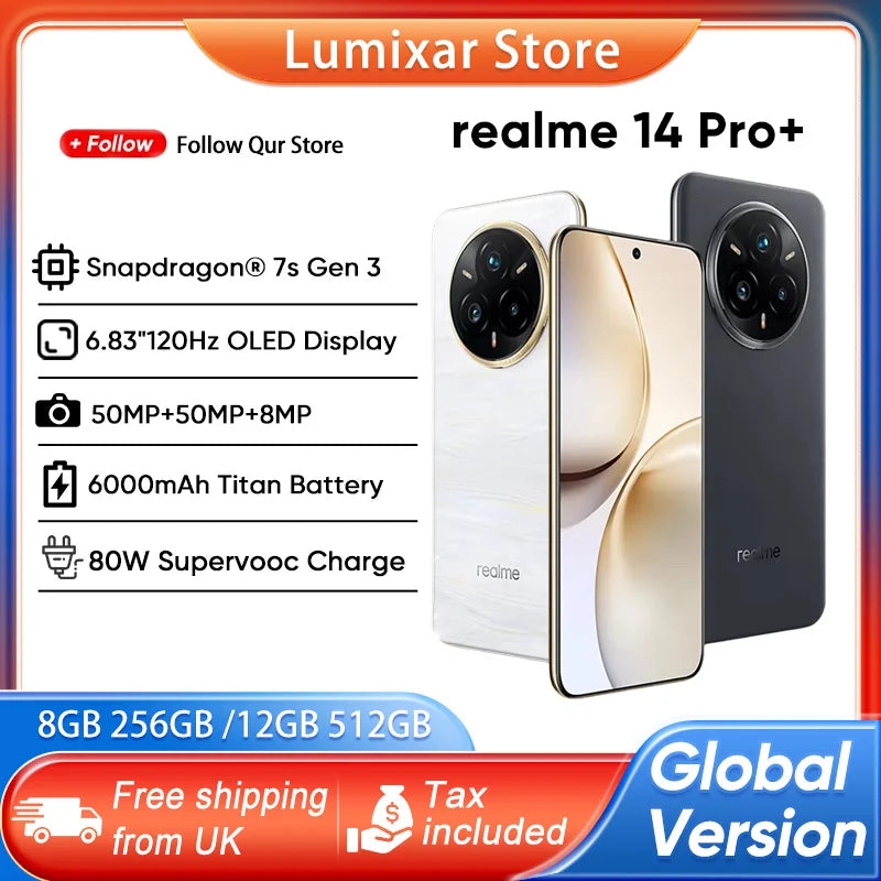Realme 14 Pro+ 5G Smartphone | 6.83-Inch OLED Display & 80W Charging AE Tidesmit
