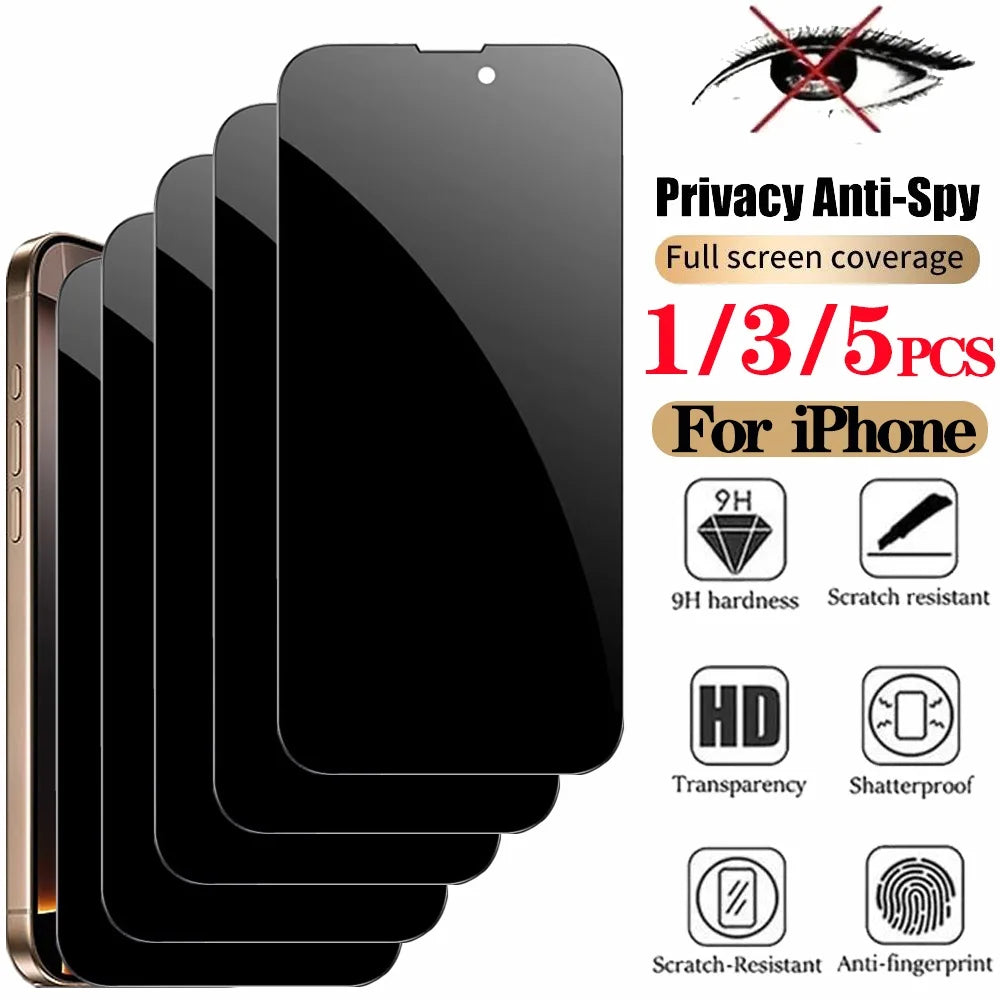 1/3/5 PCS Anti Spy Tempered Glass Privacy Screen Protector iPhone 16 Front Film iPhone 15 14 Plus verre trempe iphone 17 16e 14 13 12 11 Privacy Film AE CHINA|Anti Peeping Tidesmit
