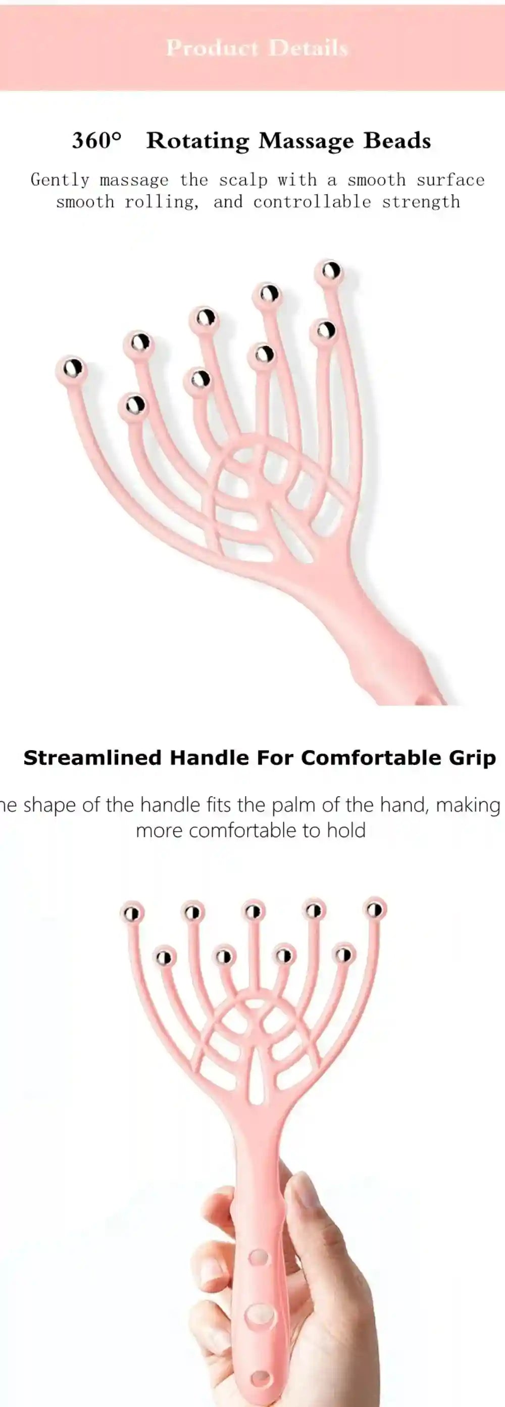 Head Scalp Massager with Steel Ball Rollers for Tension Relief Massage Roller Tidesmit