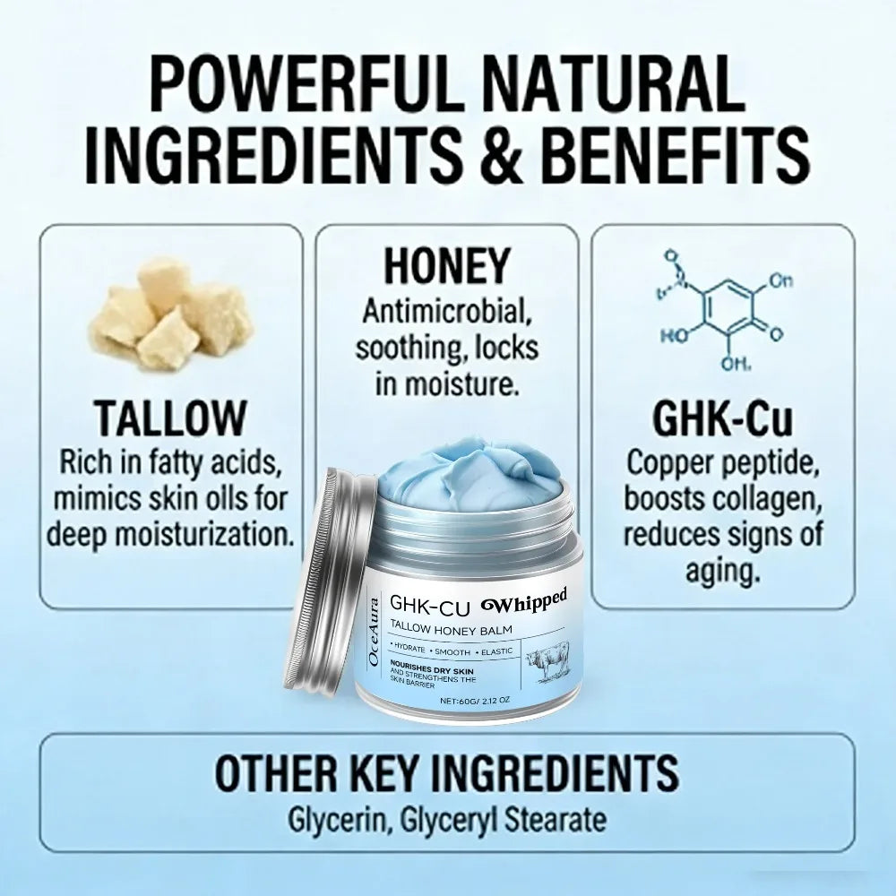 Tidesmit Copper Peptides PDRN GHK-Cu beef tallow blue balm moisturizer texture close-up for dry and sensitive skin