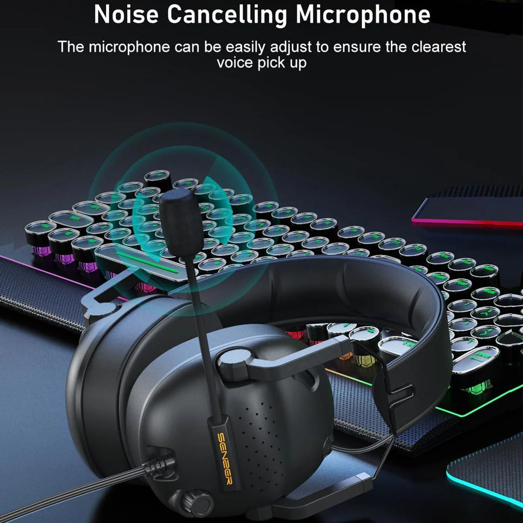 Wired Gaming Headset with Mic - Noise Cancelling PC PS5 Console Audio Tidesmit