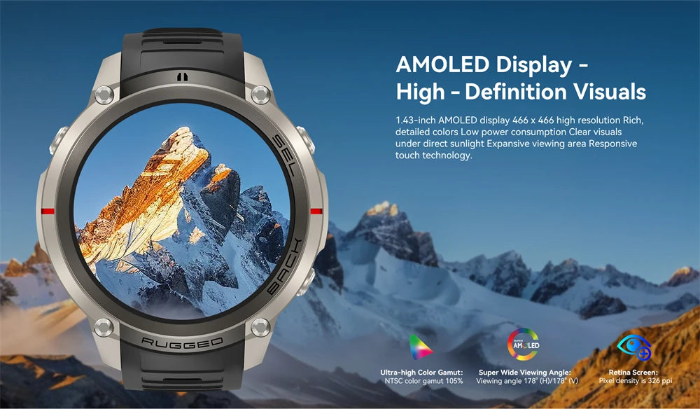 2026 New Sports Smart Watch With GPS Offline Map Download Bluetooth Call Military Clock Fitness Tracker Waterproof Bracelets Men