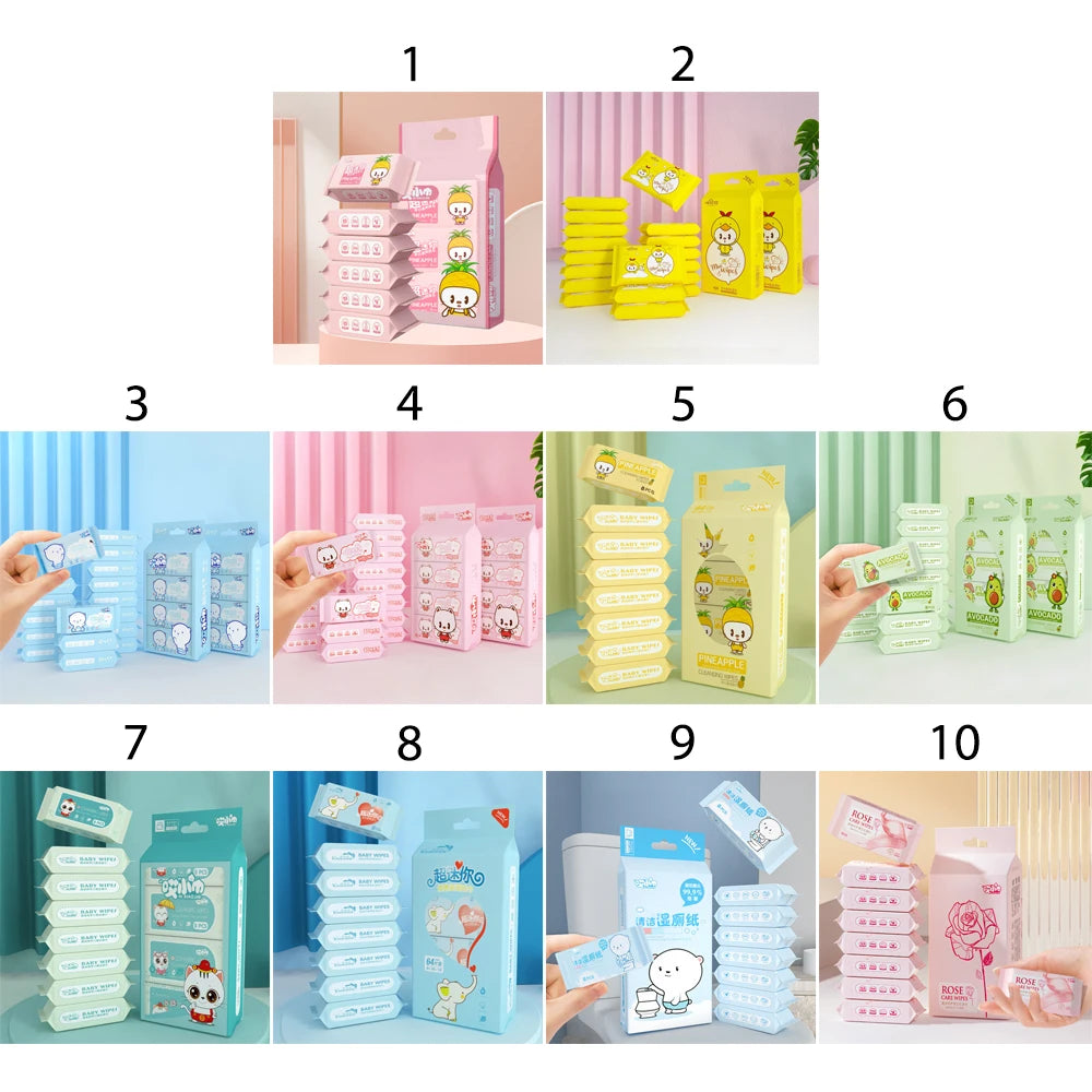 Soft Baby Wet Wipes Large Pack Disposable Freshing Cleaning Wipes Hand Mouth Cleaning High Quality Mini Portable Wipes Babies