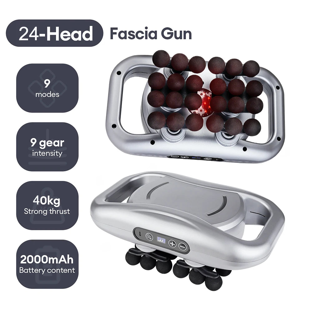 Deep Tissue Massage Gun - Portable Muscle Recovery Tool by Tidesmit Relaxation Treatment 24 head-White Tidesmit