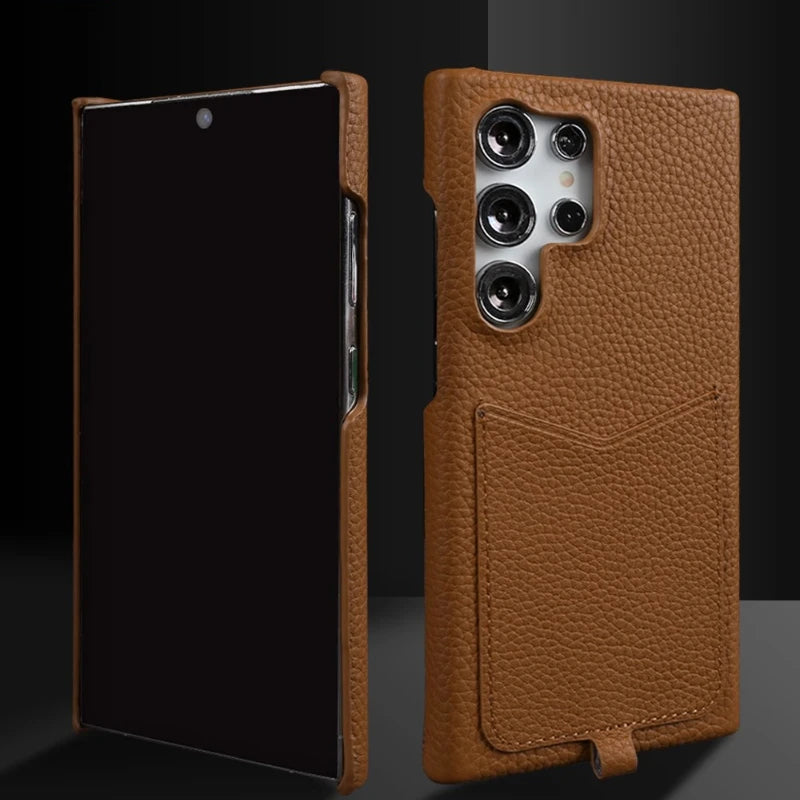 Genuine Leather Samsung Galaxy S24 Ultra Case with Adjustable Lanyard Tidesmit
