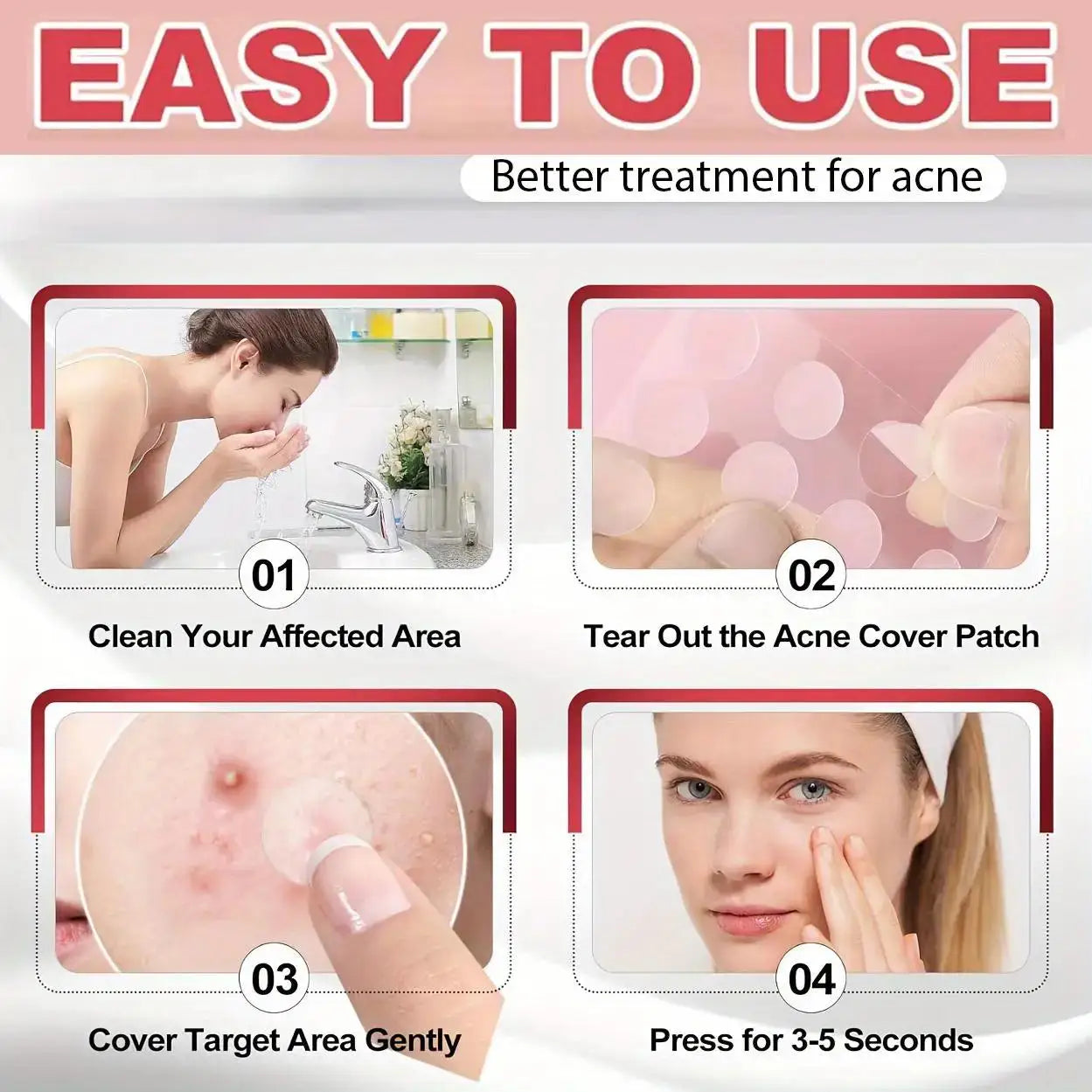 360/720/1080 Tea Tree Oil Acne Patch - Effectively removes acne patches, alcohol free, odorless, suitable for all skin types