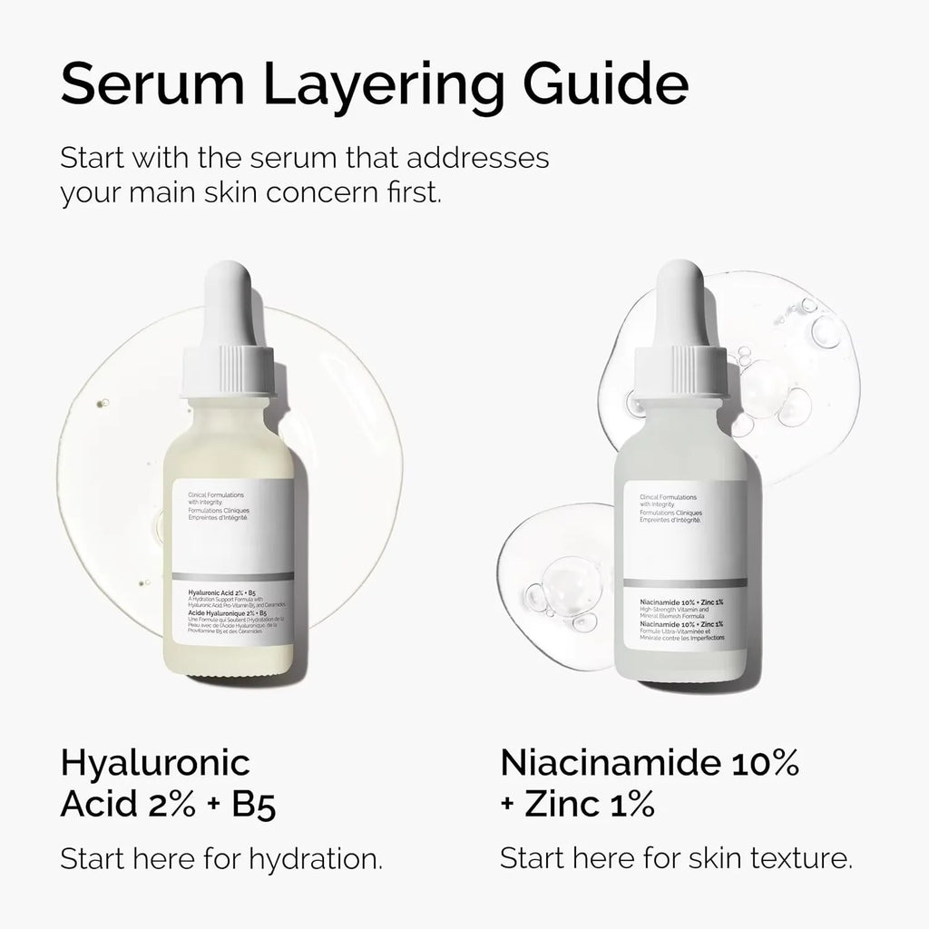 30ml Hyaluronic Acid 2% + B5 & Niacinamide 10% + Zinc 1% Facial Serum Hydrating Skin Care For Smooth Soft Hydrated skincare set