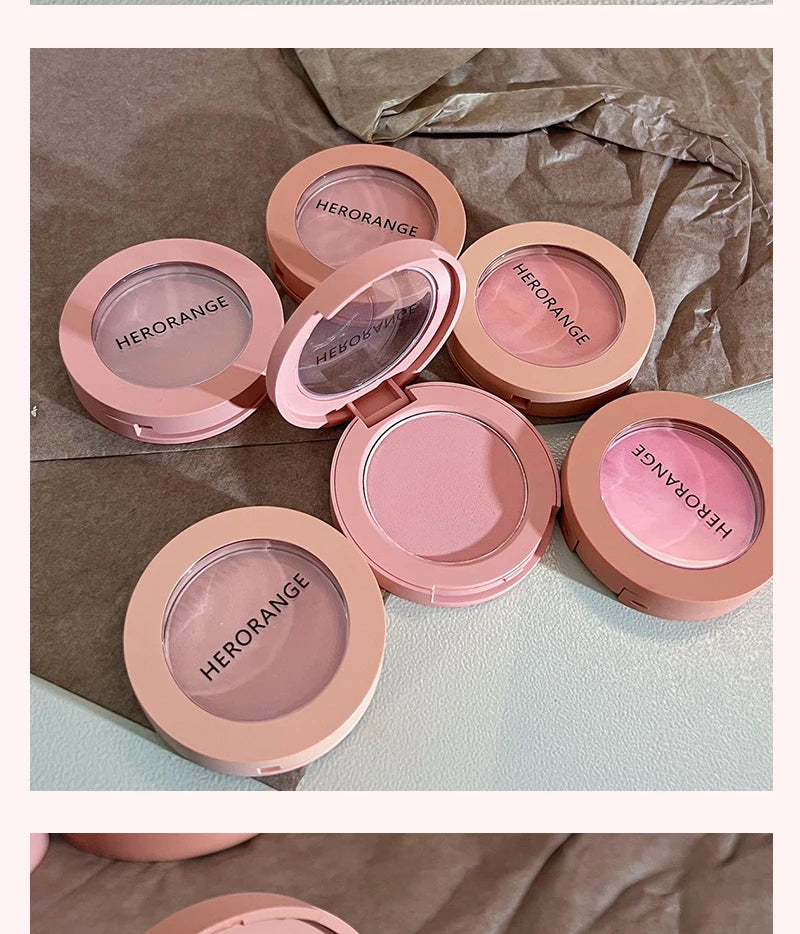 Tidesmit HerorangeHR402 monochromatic matte blush swatch in Peach Orange showing long-lasting waterproof texture