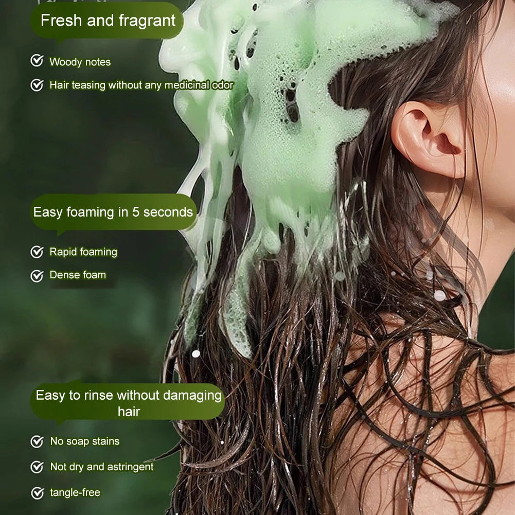 Nature Seven Green Soaps Shampoo Usman Grass Hair Growth Shampoo Bar Thickening Strengthens Hair for Women Men Hair Scalp Care