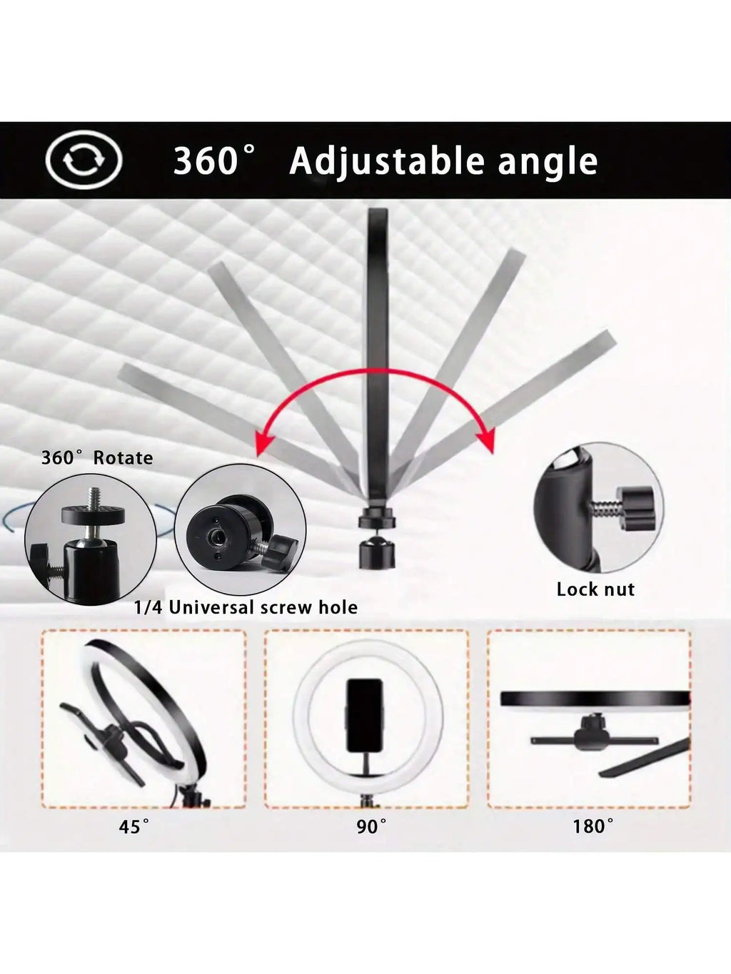 12-Inch LED Ring Light with Tripod - Adjustable Color Temperature Black Tidesmit