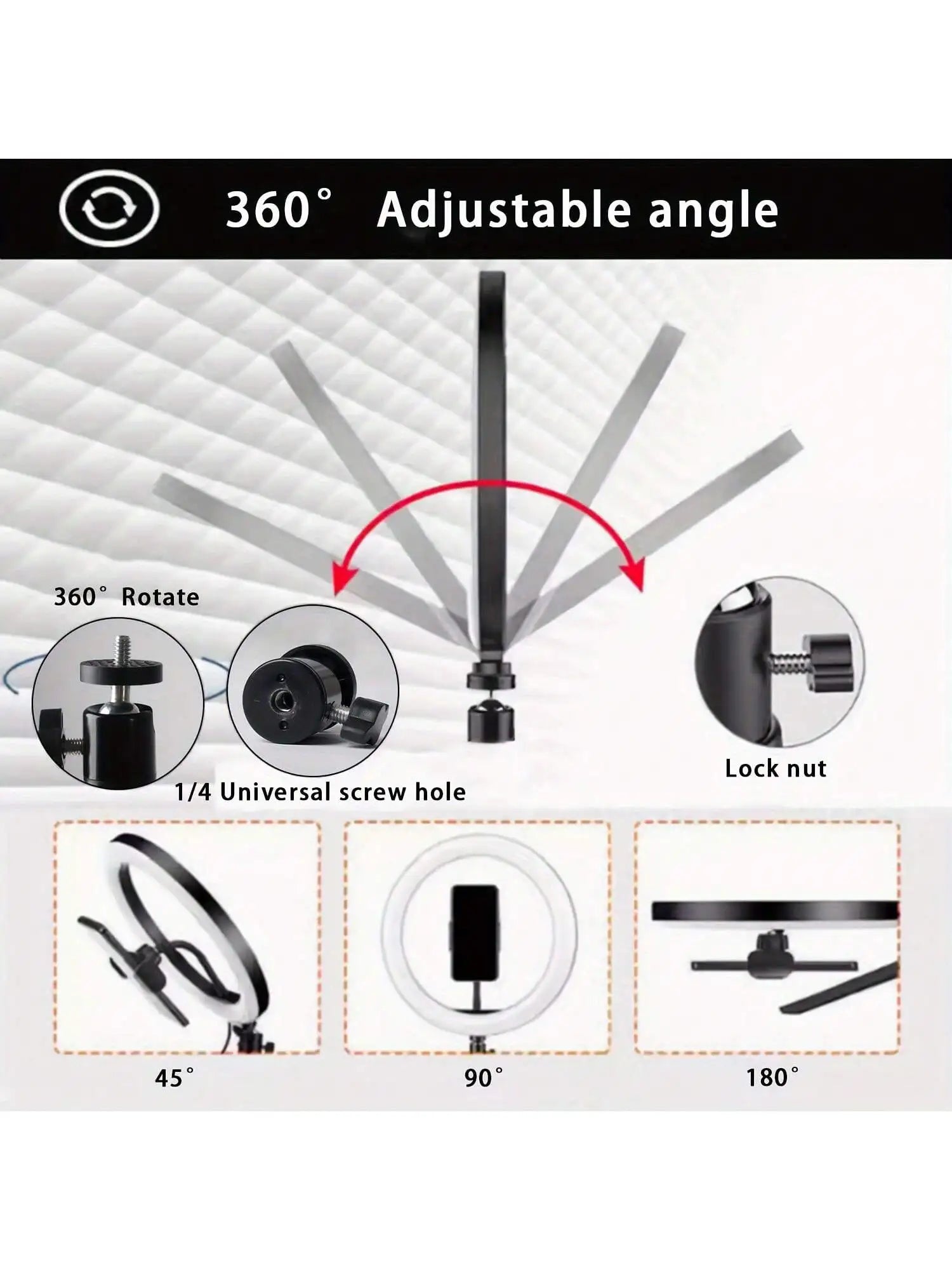 12-Inch LED Ring Light with Tripod - Adjustable Color Temperature Black Tidesmit