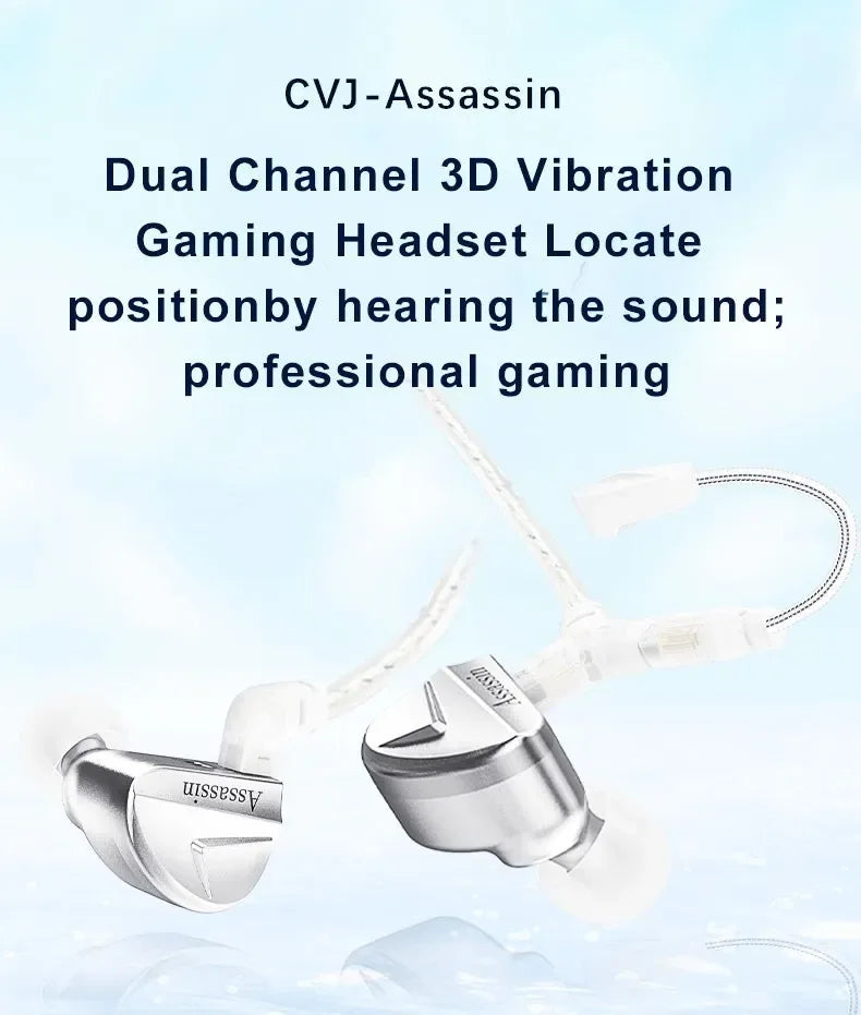 Tidesmit Wired Gaming Earbuds | Hybrid Dual Driver HiFi IEMs | Silver Tidesmit