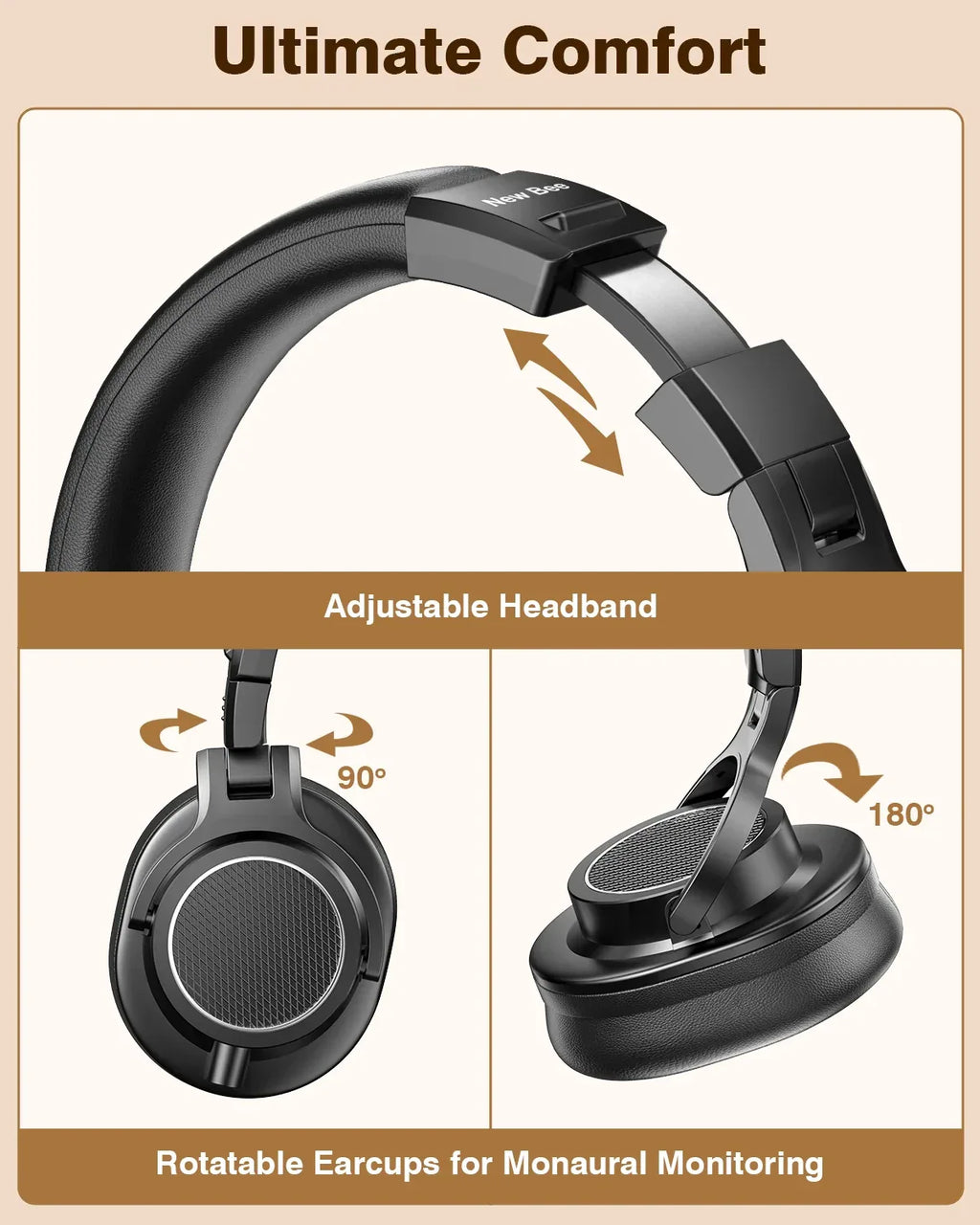 Tidesmit Wired Studio Headphones Over Ear Monitor With Mic Tidesmit