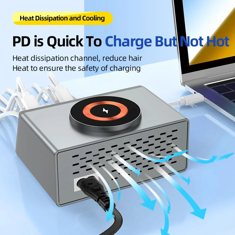 140W 8-Port USB Fast Charging Station - Multi-Device Desktop Power Hub Tidesmit