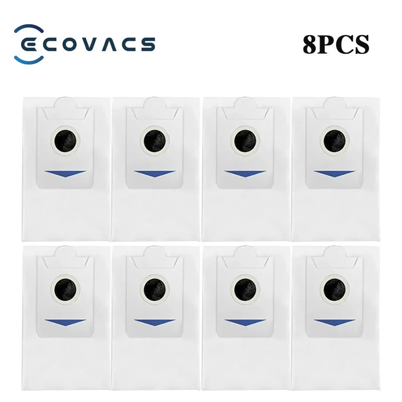 8-pack replacement dust filter bags for robot vacuum, white with round black inlet