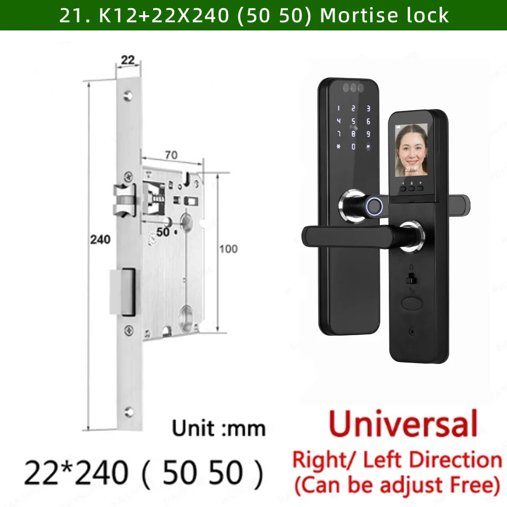 CDOK K12 Tuya WiFi smart door lock, remote unlocking, with cat-eye camera and face unlocking