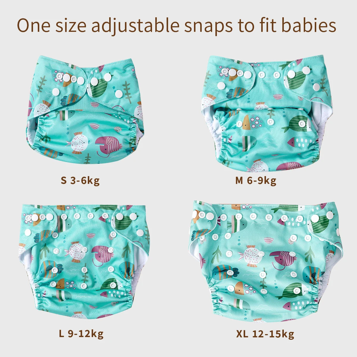 Elinfant Suede Cloth Inner Pocket Cloth Diapers For 3-15kg Boys Girls, Adjustable One Size Cloth Diapers Cloth Nappy